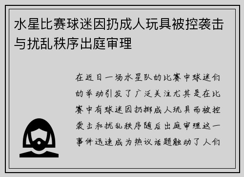 水星比赛球迷因扔成人玩具被控袭击与扰乱秩序出庭审理